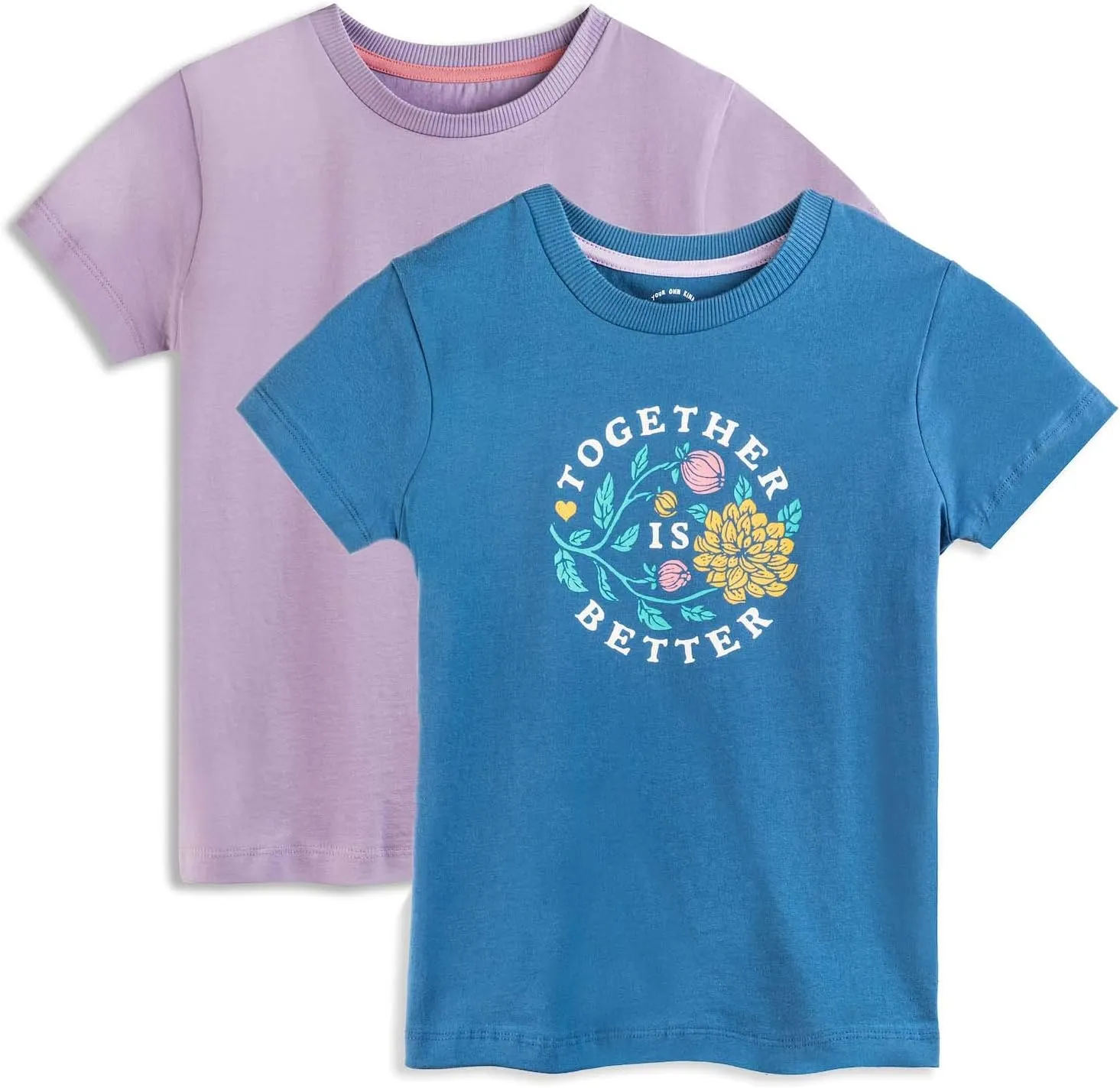 Mightly Girls' Crewneck Short Sleeve T Shirts | 100% Organic Cotton, Colorful Casual Clothes, Soft & Basic Crewneck Tee
