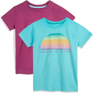 Mightly Girls' Crewneck Short Sleeve T Shirts | 100% Organic Cotton, Colorful Casual Clothes, Soft & Basic Crewneck Tee