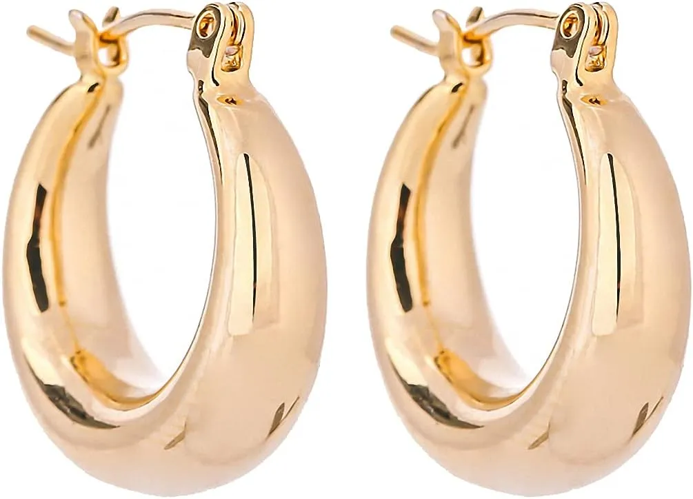 Minimalist Chunky Metal Hoop Earrings Statement Plated Copper Geometric Earrings