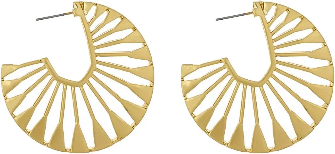 Minimalist Stud Earrings Zinc Alloy Hollow Fan Geometric Statement Earrings
