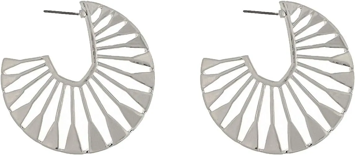 Minimalist Stud Earrings Zinc Alloy Hollow Fan Geometric Statement Earrings