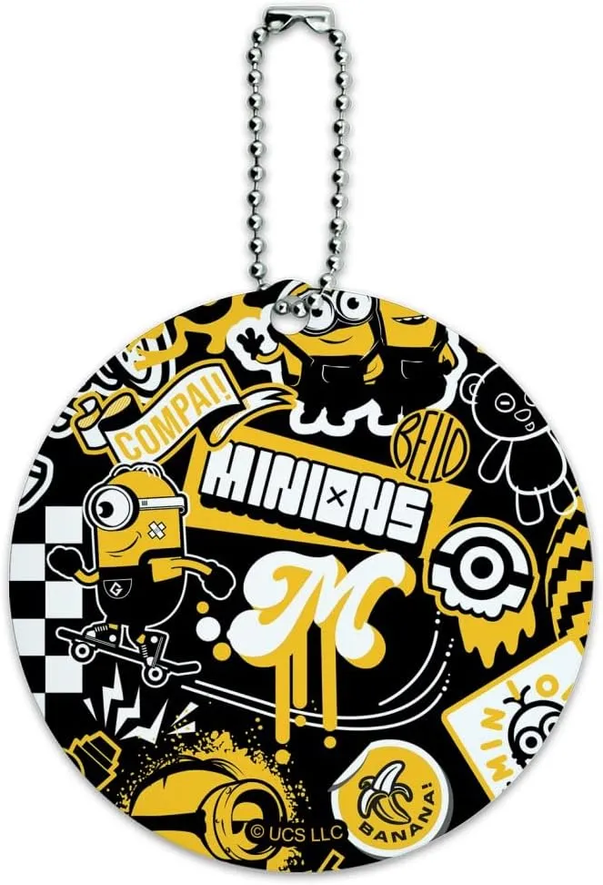 Minions Icon Pattern Round Luggage ID Tag Card Suitcase Carry-On