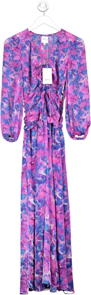 MISA Los Angeles Purple Floral Maxi Dress UK XS