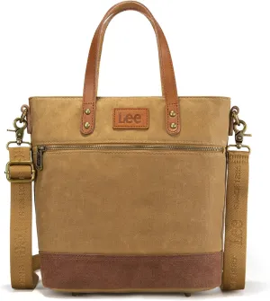 Montana West x Lee Waxed Canvas Tote Bag for Women Medium Vintage Crossbody Bag for Work with Leather Handle