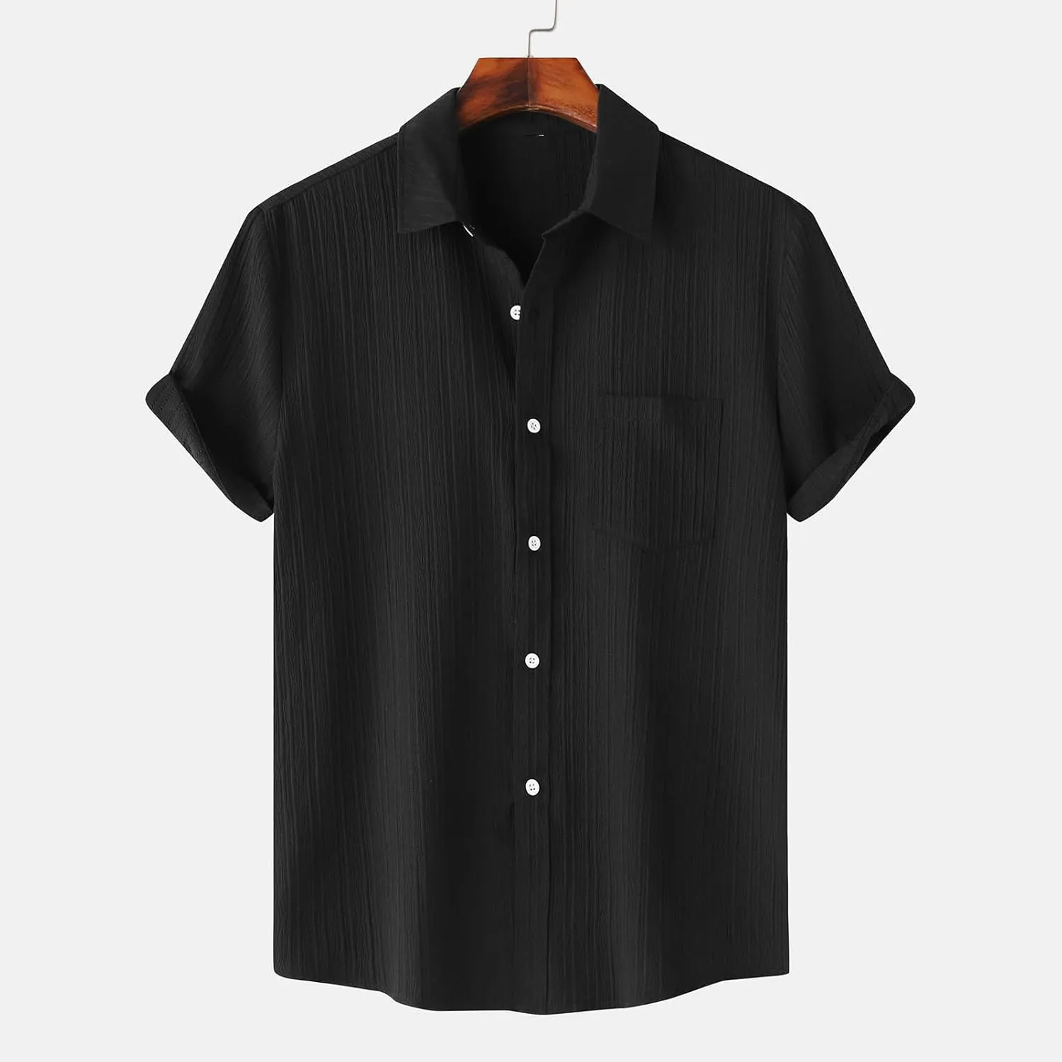 Muscularfit Slim Fit Dress Shirts for Men 2024 Casual Short Sleeve Button Down Shirt Summer Regular Fit Solid Collar Shirts