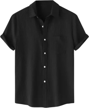 Muscularfit Slim Fit Dress Shirts for Men 2024 Casual Short Sleeve Button Down Shirt Summer Regular Fit Solid Collar Shirts