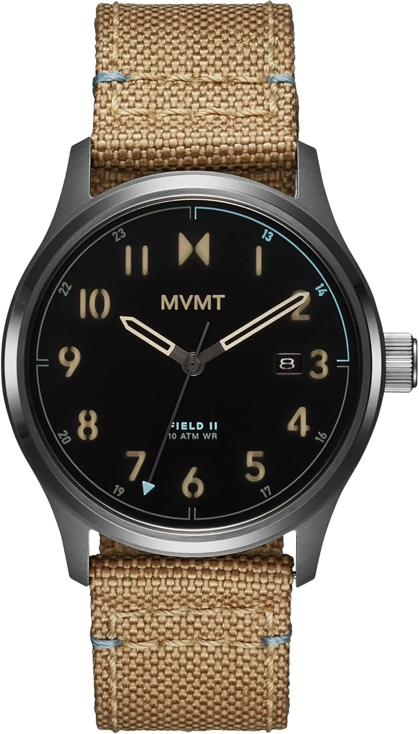 MVMT Field 3H Timepieces for Men - Stainless Steel - Water Resistant 10 ATM/100 Meters - Sporty to Casual - 41mm