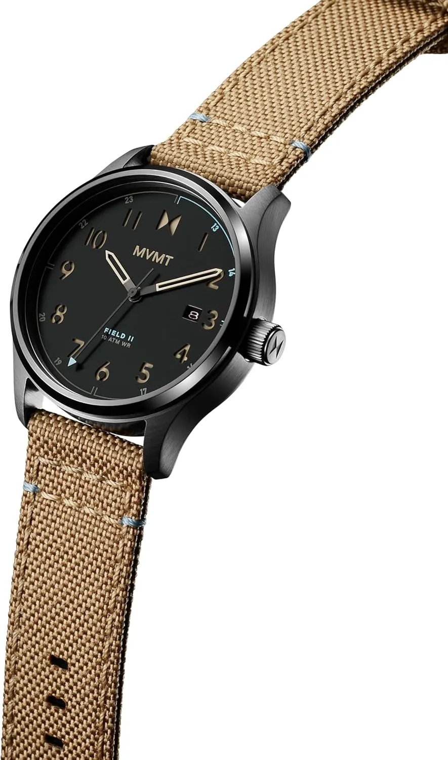 MVMT Field 3H Timepieces for Men - Stainless Steel - Water Resistant 10 ATM/100 Meters - Sporty to Casual - 41mm