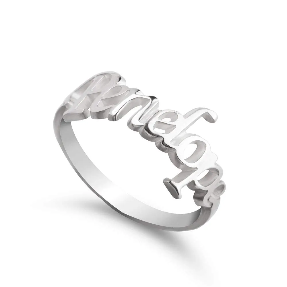 Name Ring - Sterling Silver Ring with Name for Women - Gift for Wife, Mother, Girlfriend - Personalized Gold Ring