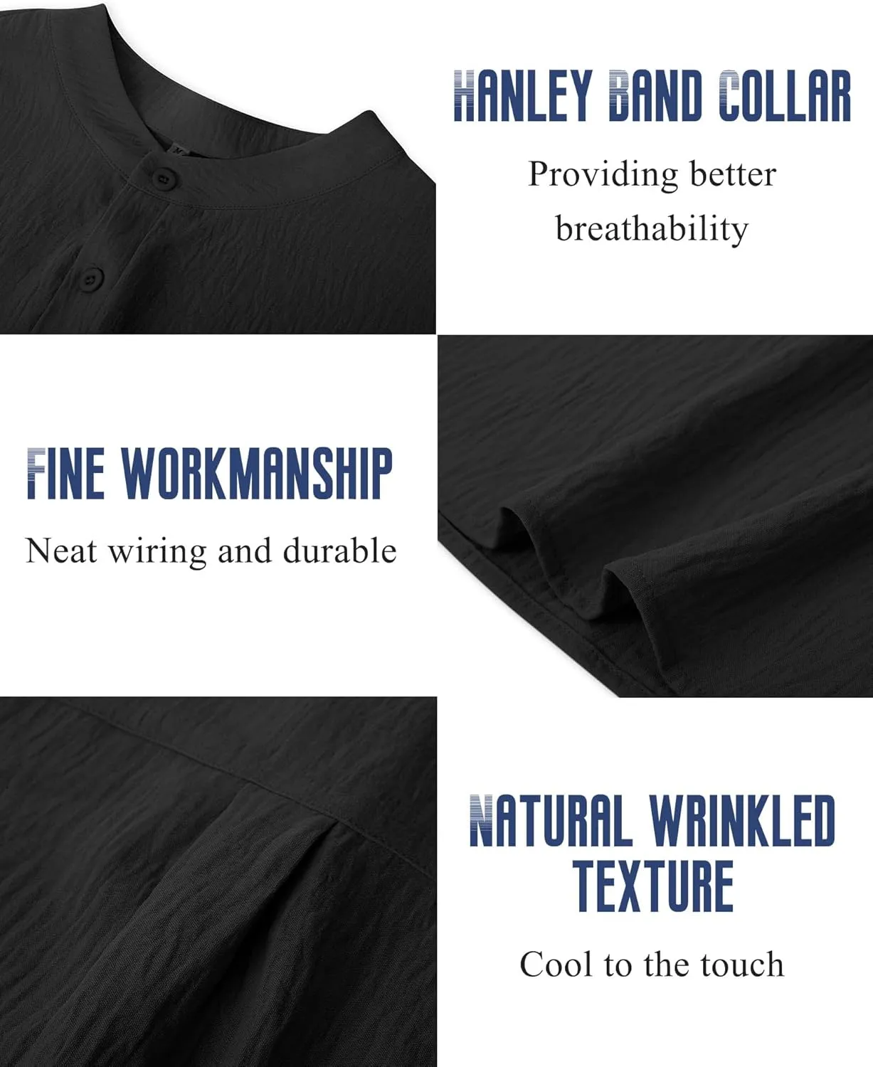 Neer 2 Pack Big and Tall Shirts for Men Casual Button Short Sleeve Henley T Shirt Band Collar Plus Size Top Beach Tee