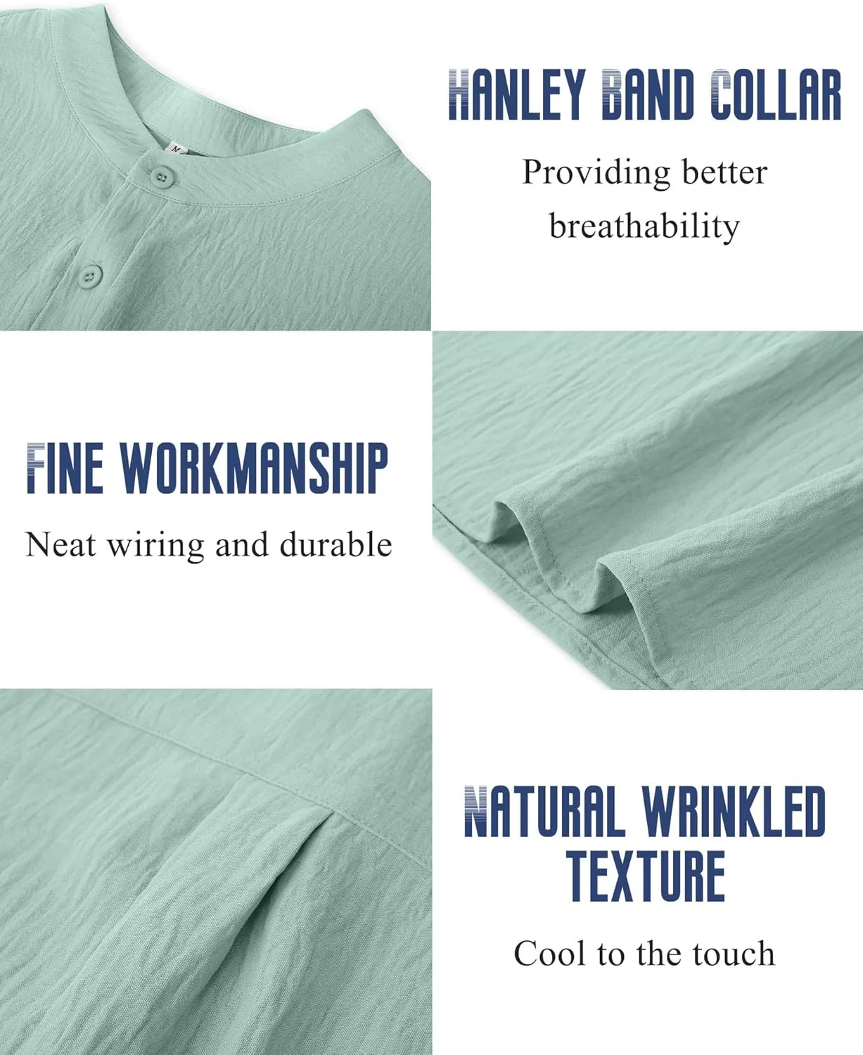 Neer 2 Pack Big and Tall Shirts for Men Casual Button Short Sleeve Henley T Shirt Band Collar Plus Size Top Beach Tee