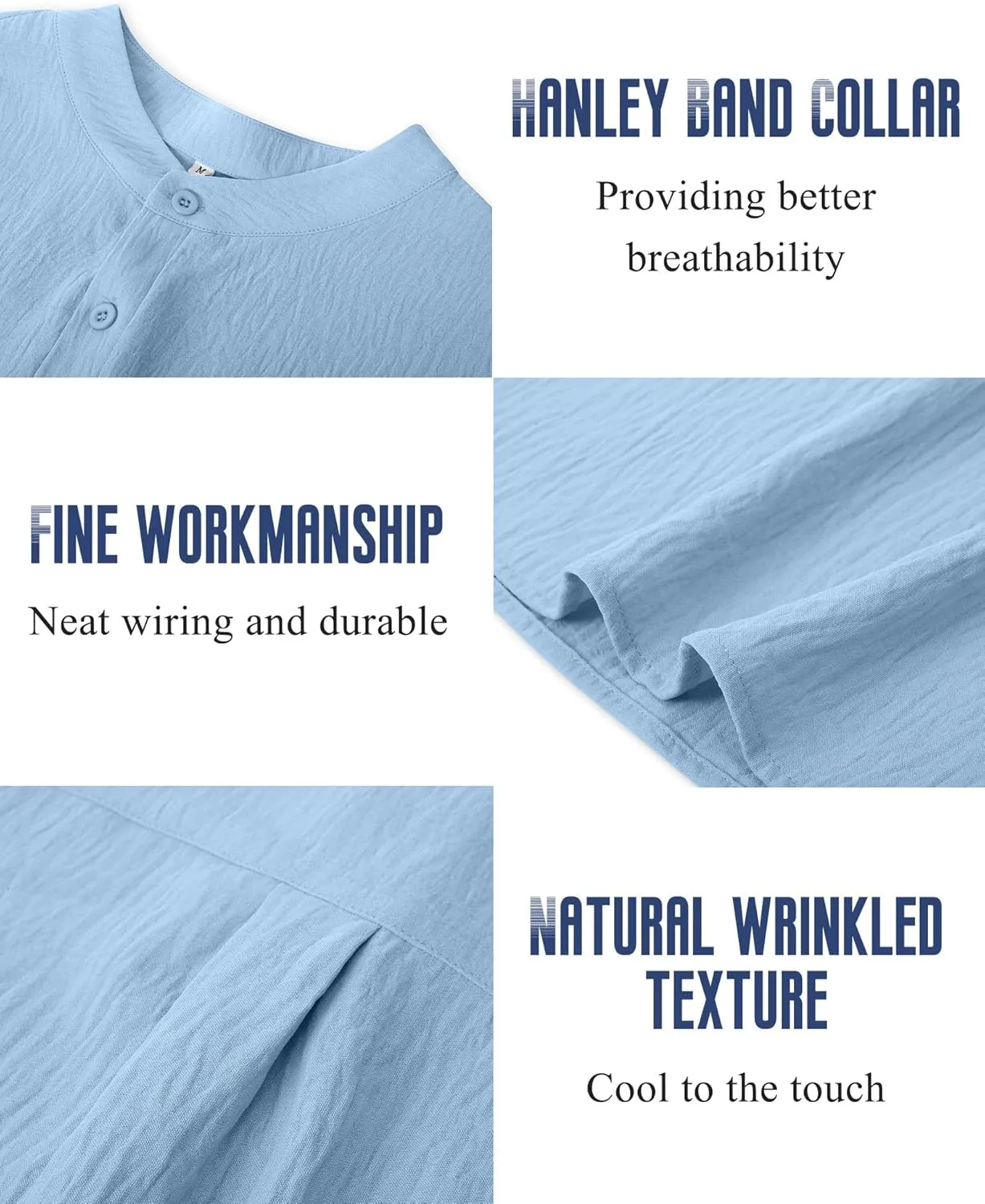 Neer 2 Pack Big and Tall Shirts for Men Casual Button Short Sleeve Henley T Shirt Band Collar Plus Size Top Beach Tee