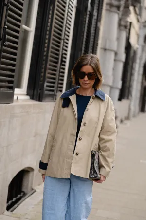 OBJHarper LS trenchcoat twill/dark denim