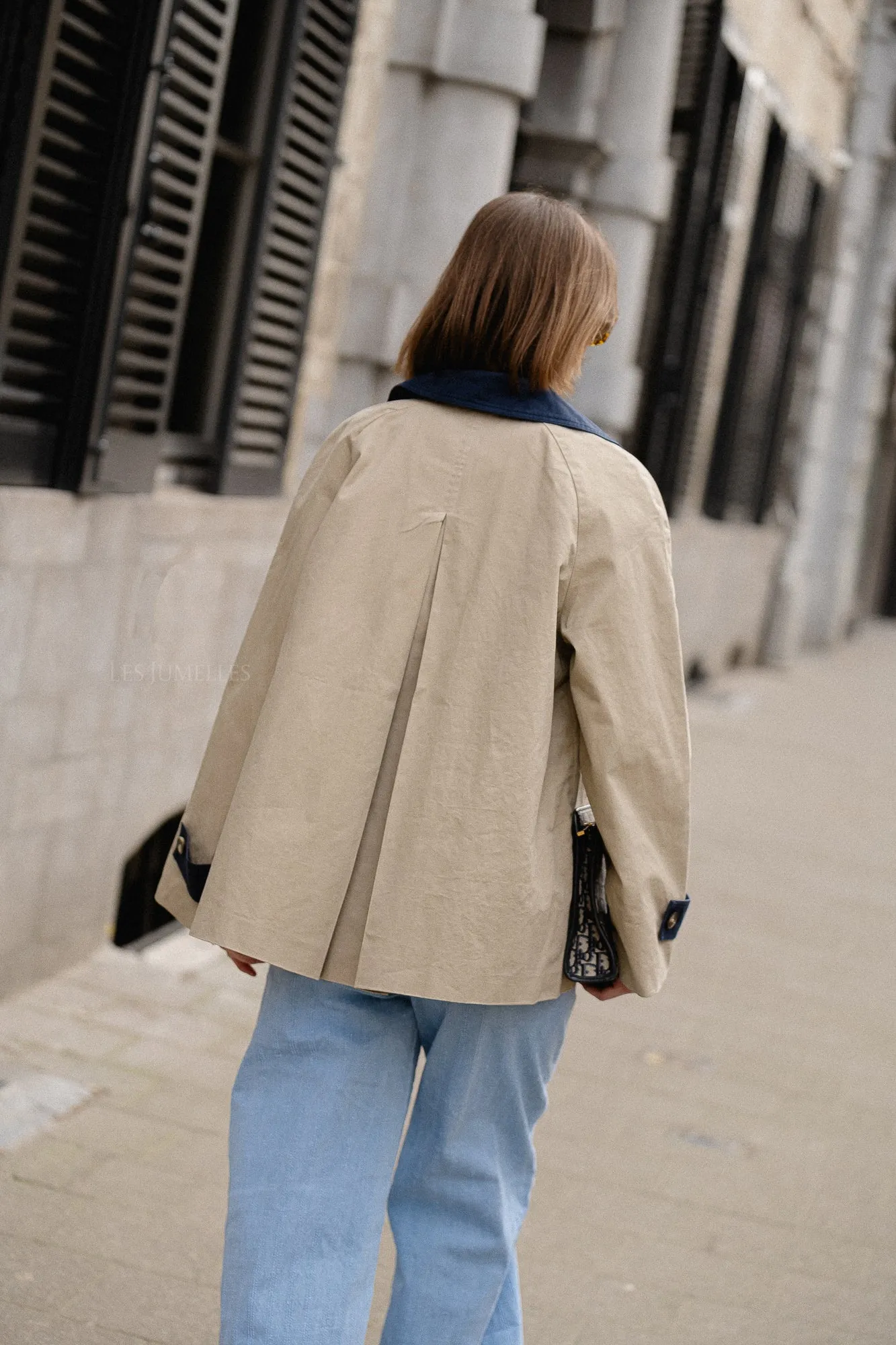 OBJHarper LS trenchcoat twill/dark denim