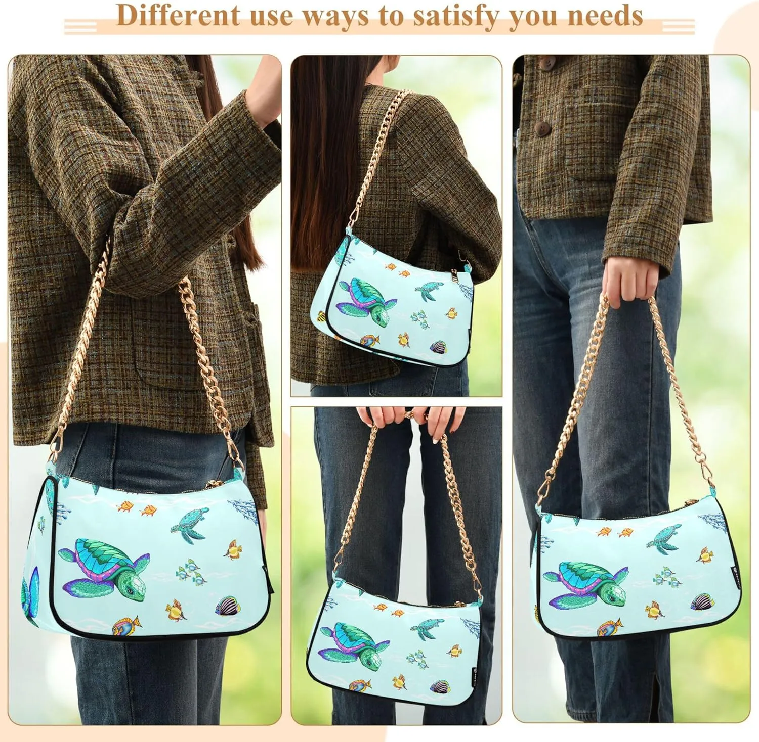 Orange Gray Chrysanthemum Cute Purse Hobo Party Purses Women's Shoulder Handbags over the Shoulder Purse