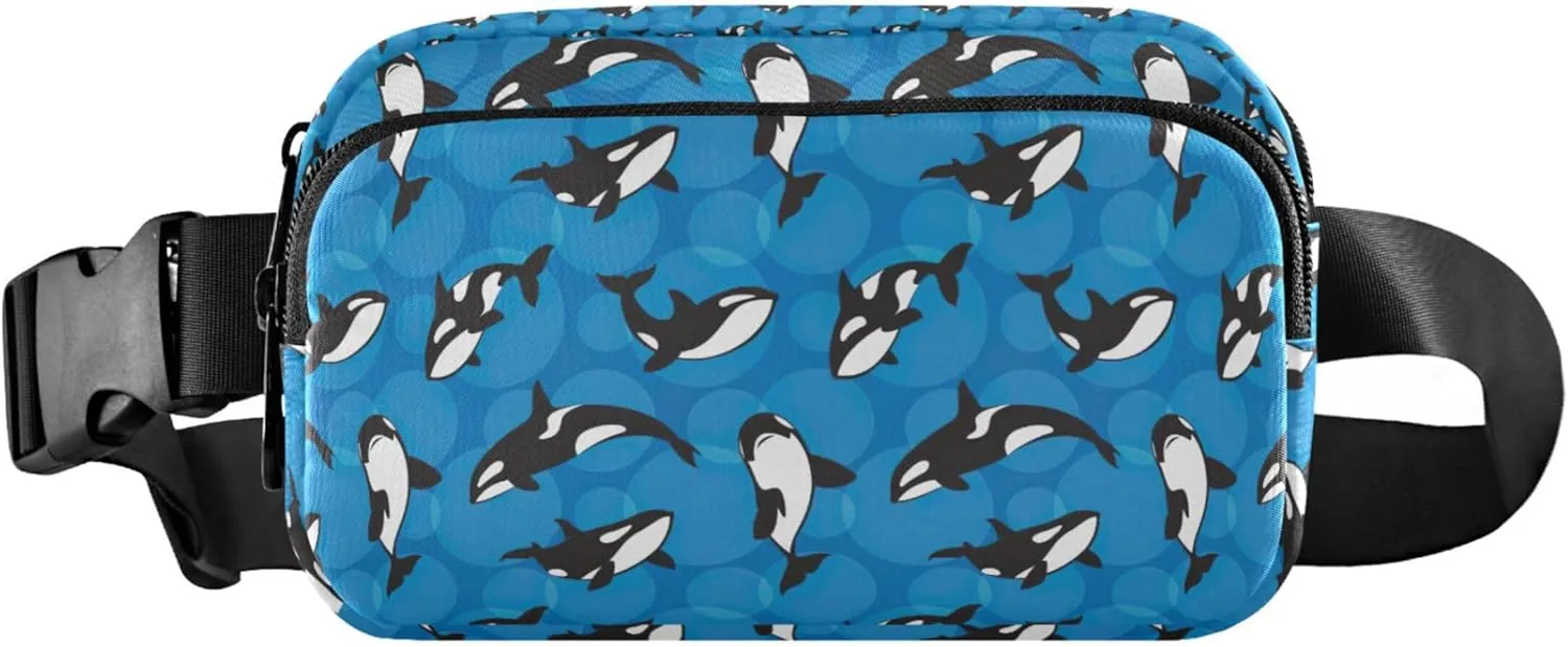 Orca Killer Whale Blue Fanny Packs Women Waterproof Belt Bag Hip Pouch Cute Waist Pouches for Men