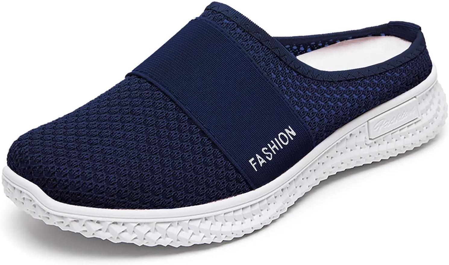 Orthopedic Loafers for Women Summer Breathable Mesh Hollow Out Closed Toe Open Back Slip On Walking Shoes Casual Lightweight Soft Soles Slippers with Arch Support