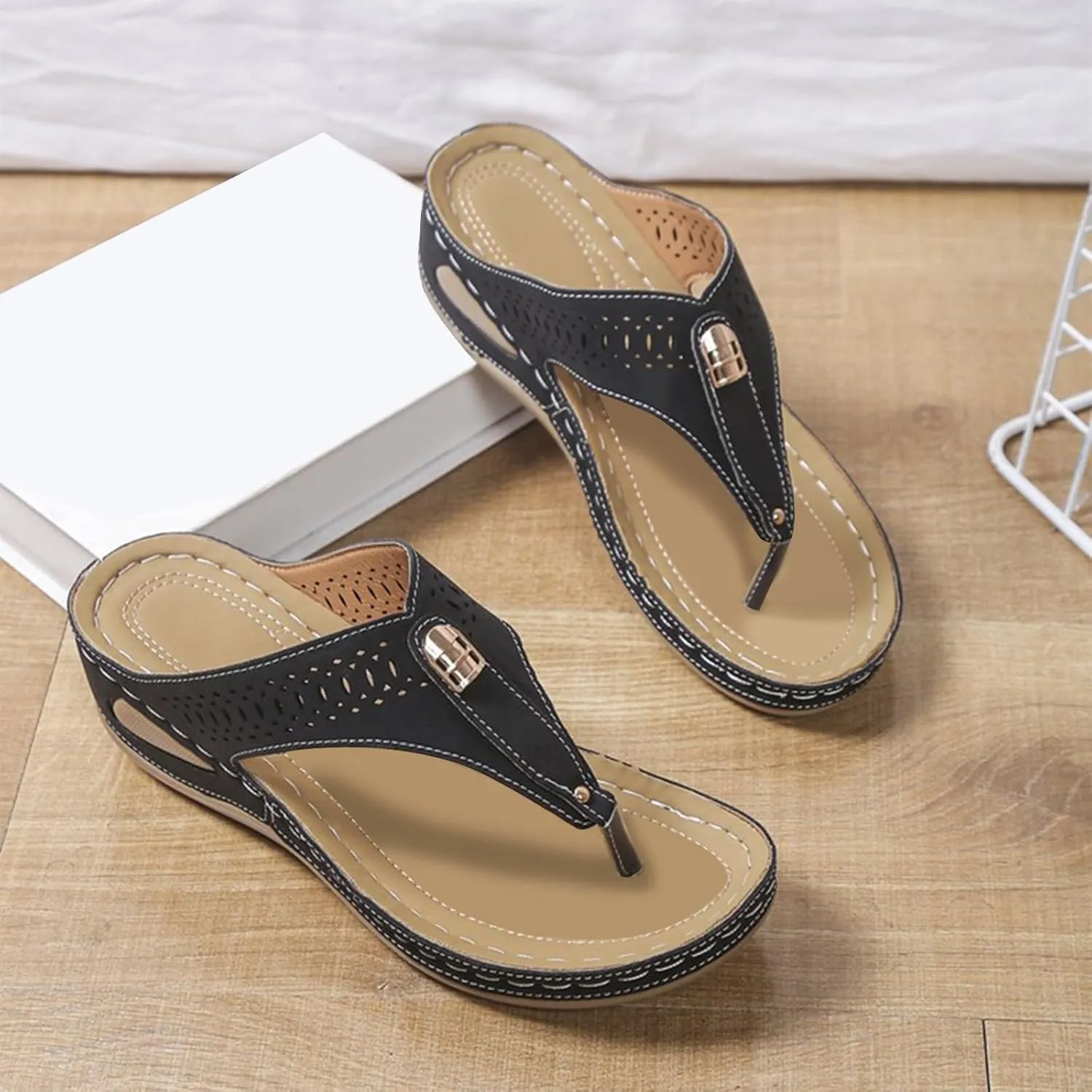 Orthopedic Sandals for Women - Arch Support Wedge Flip Flops, Summer 2025 Comfortable Dressy Casual Beach Slippers