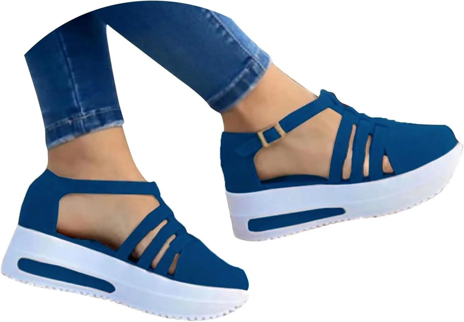 Orthopedic Sandals For Women Lightweight Thick Soles Platform Wedge Slides Casual Non-Slip Buckle Flats Sandals For Ladies