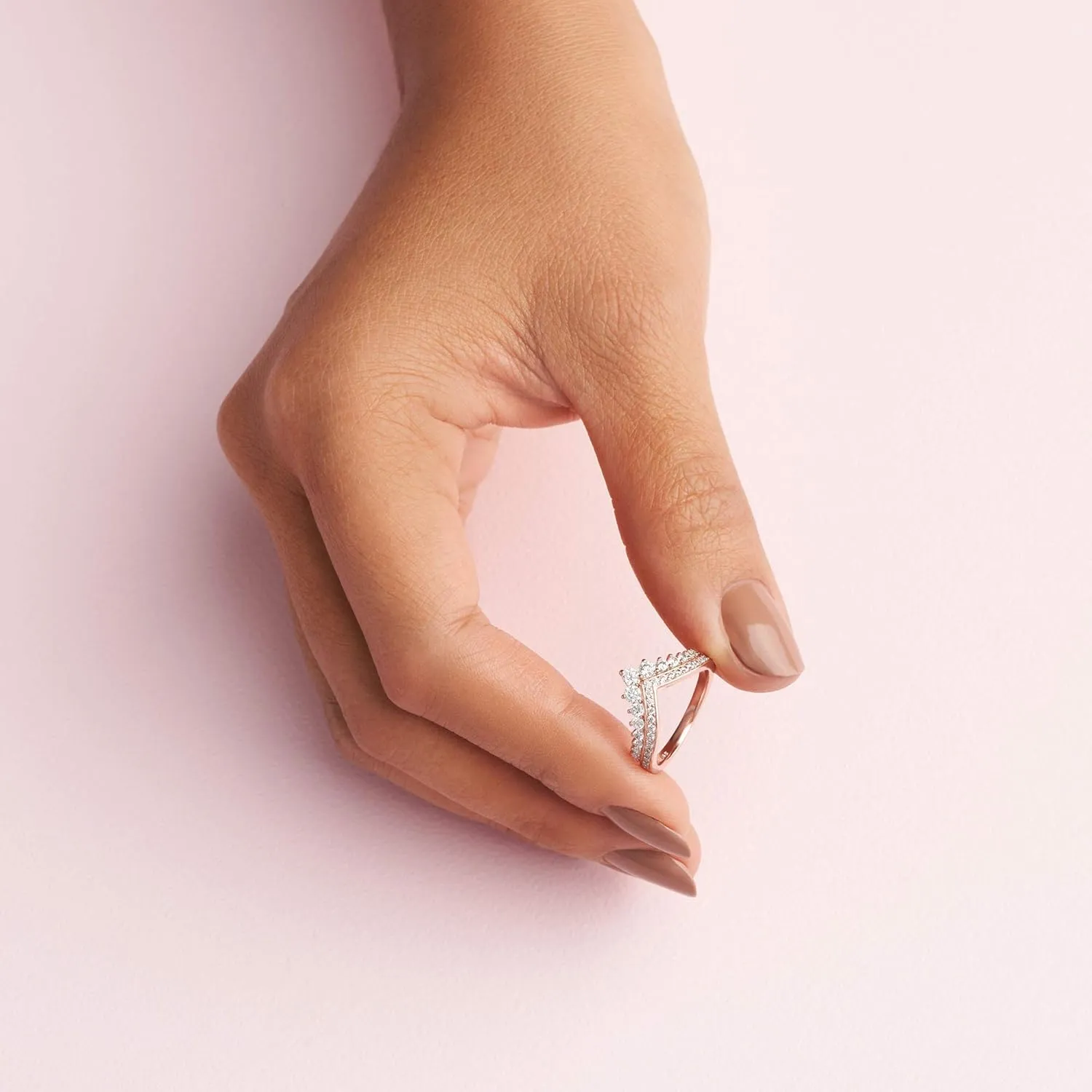 Pandora Princess Wishbone Ring - Rose Gold Ring for Women - Layering Ring - Gift for Her - 14k Rose with Clear Cubic Zirconia - With Gift Box
