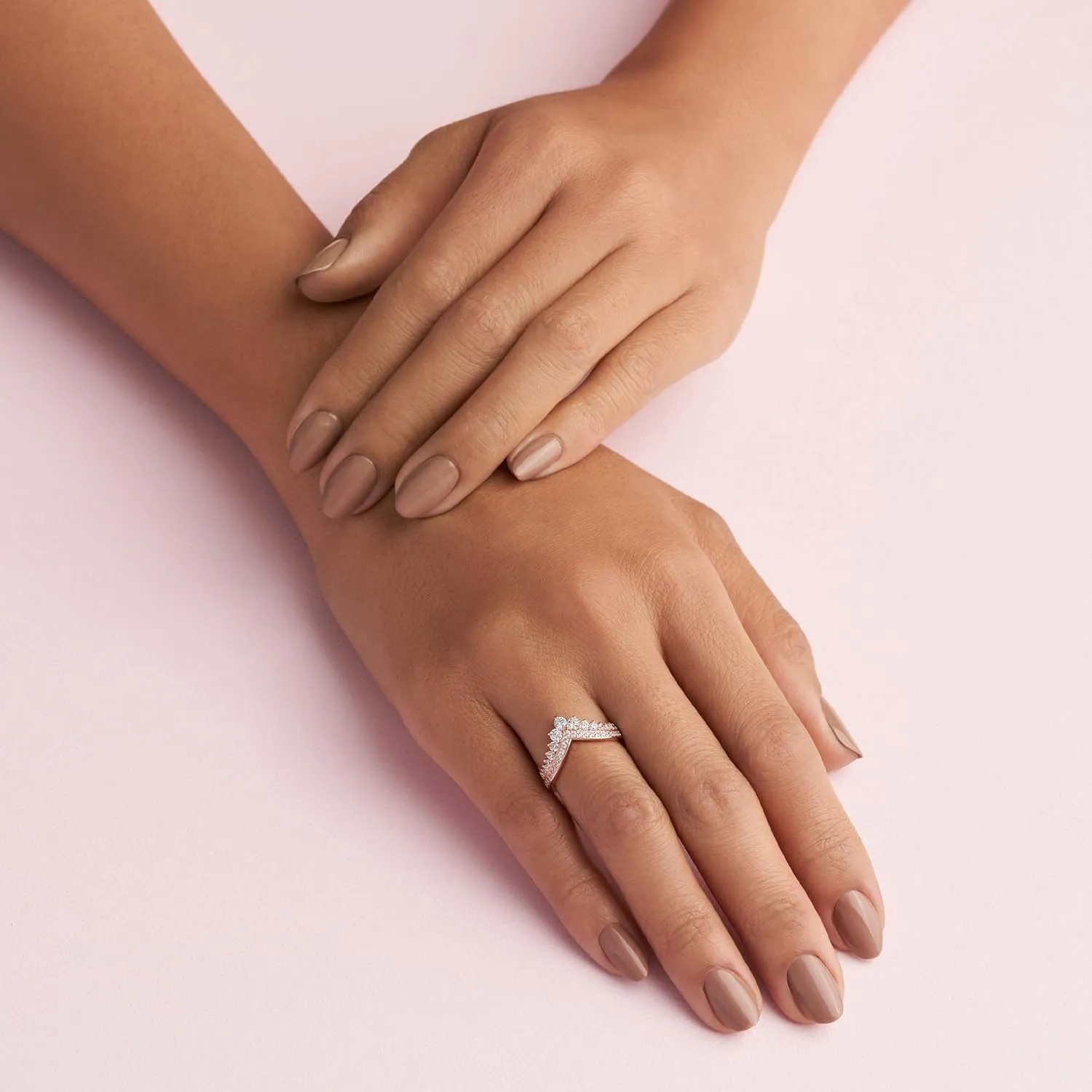 Pandora Princess Wishbone Ring - Rose Gold Ring for Women - Layering Ring - Gift for Her - 14k Rose with Clear Cubic Zirconia - With Gift Box