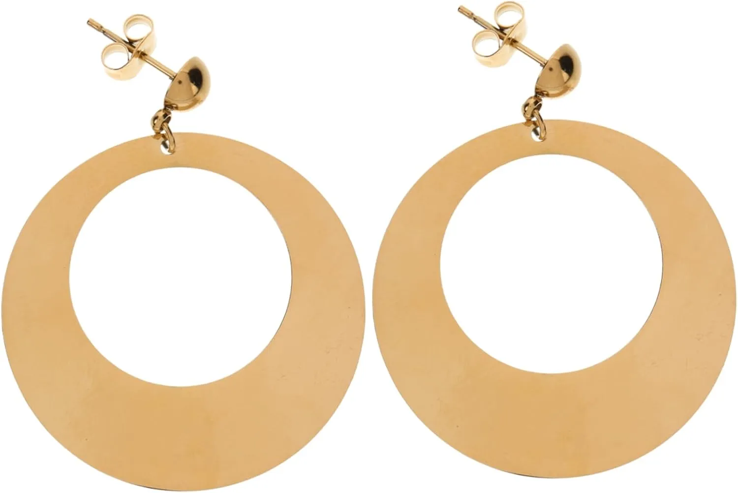 PartyKindom Elegant Stainless Steel Round Dangle Earrings Timeless Flat Design for Women Retro Inspired Minimalist Hoop Jewelry Durable and Fashionable
