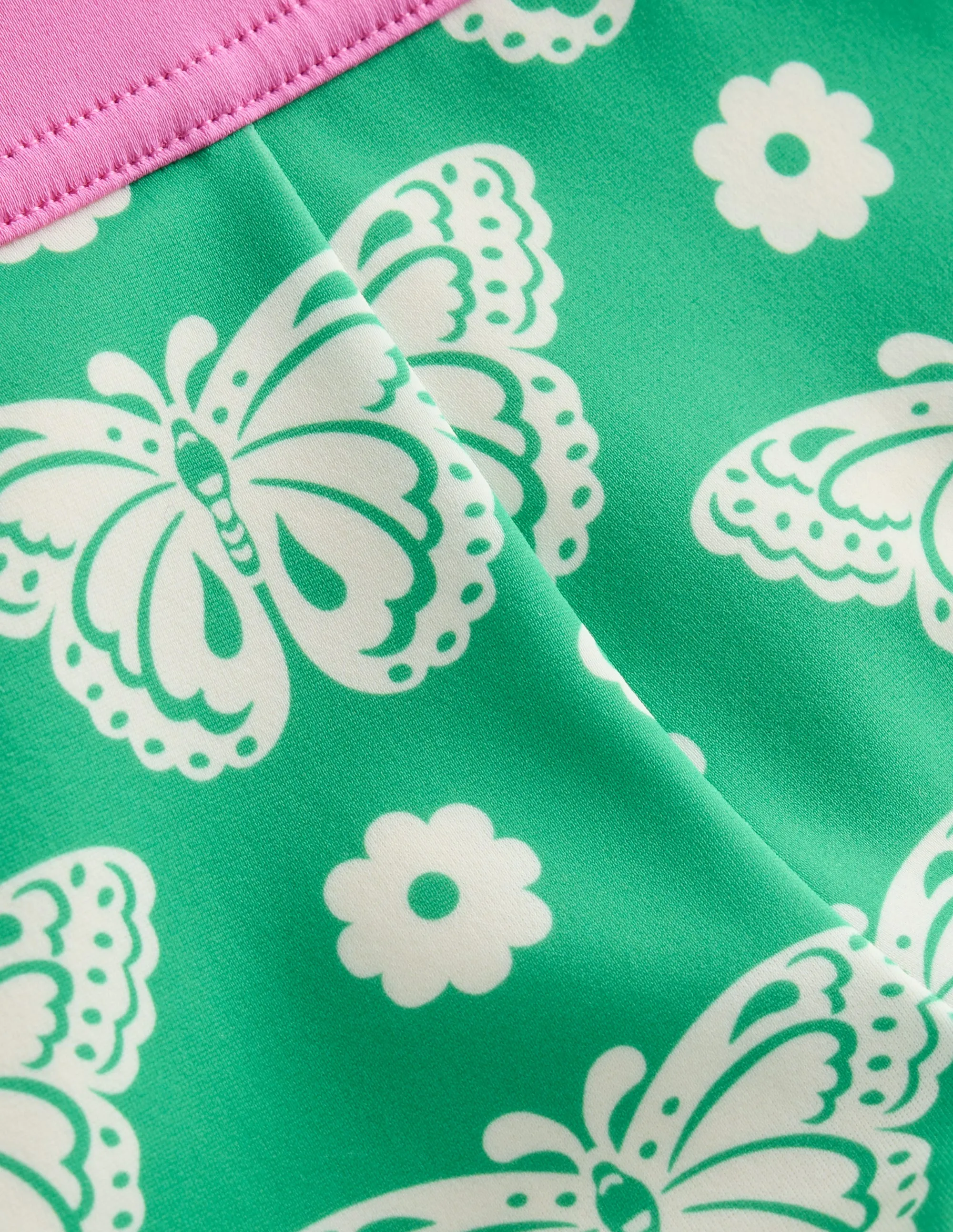 Patterned Swim Shorts-Pea Green Butterfly Stamp