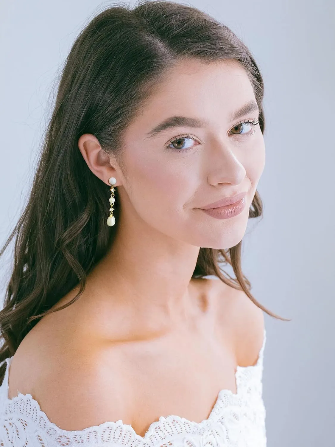 Pearl Earrings for Women 14K Gold Plated/925 Sterling Silver Double Pearl Dangle Drop Earrings for Bridal Wedding Prom Jewelry Gifts