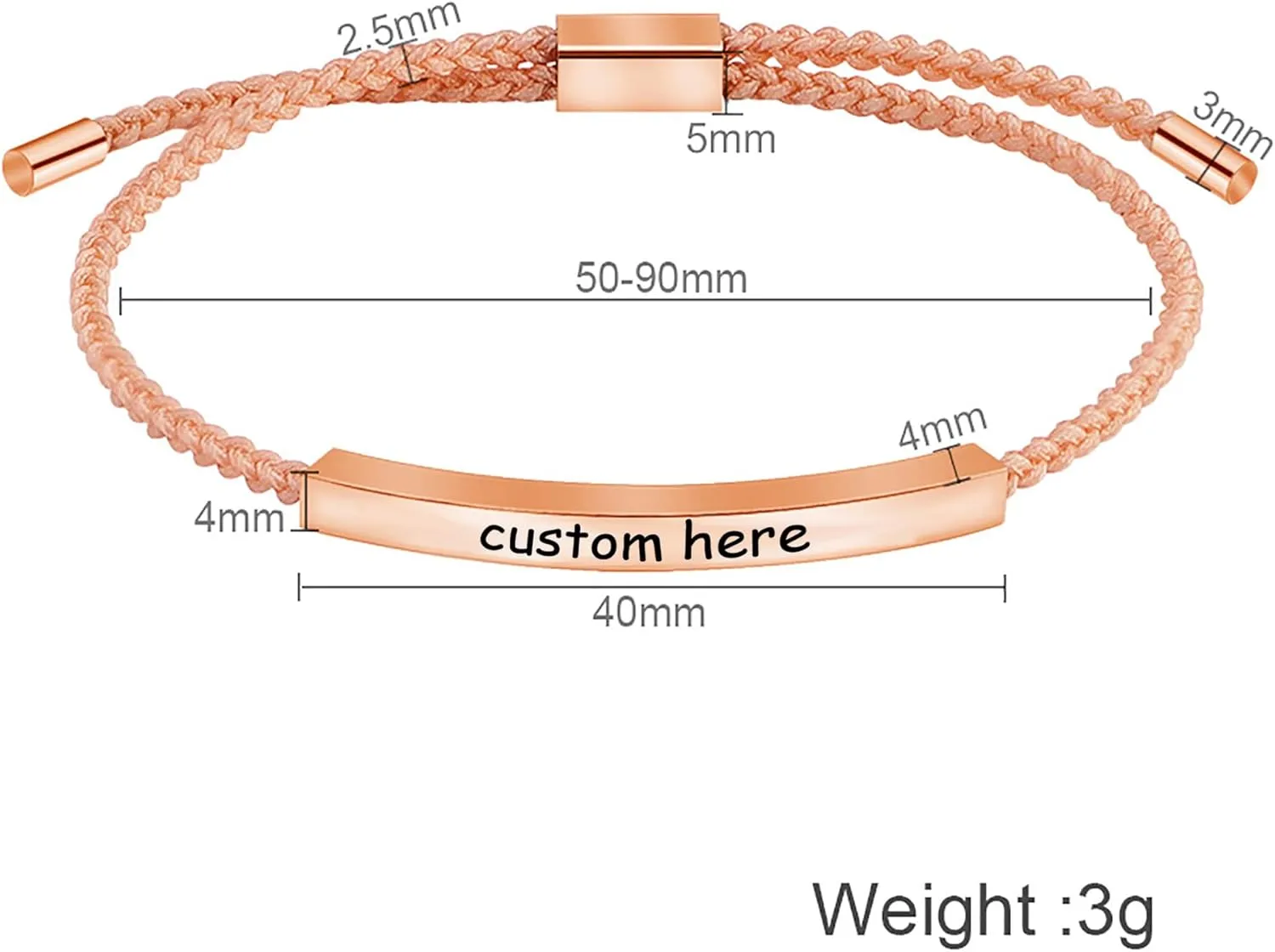 Personalized Bracelet, Inspirational Bracelets for Women Friendship Bracelet Braided Rope Bracelet Bridesmaid Gift