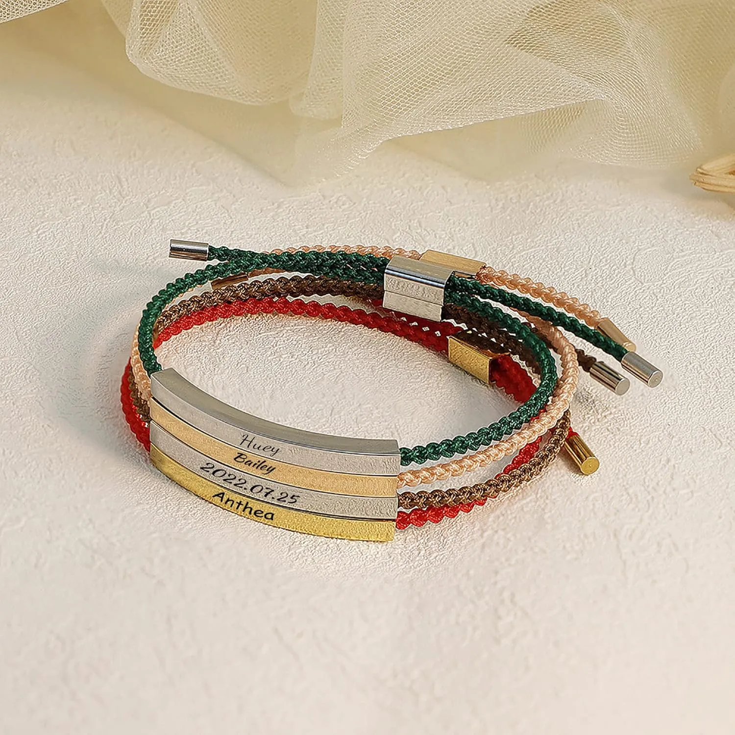 Personalized Bracelet, Inspirational Bracelets for Women Friendship Bracelet Braided Rope Bracelet Bridesmaid Gift