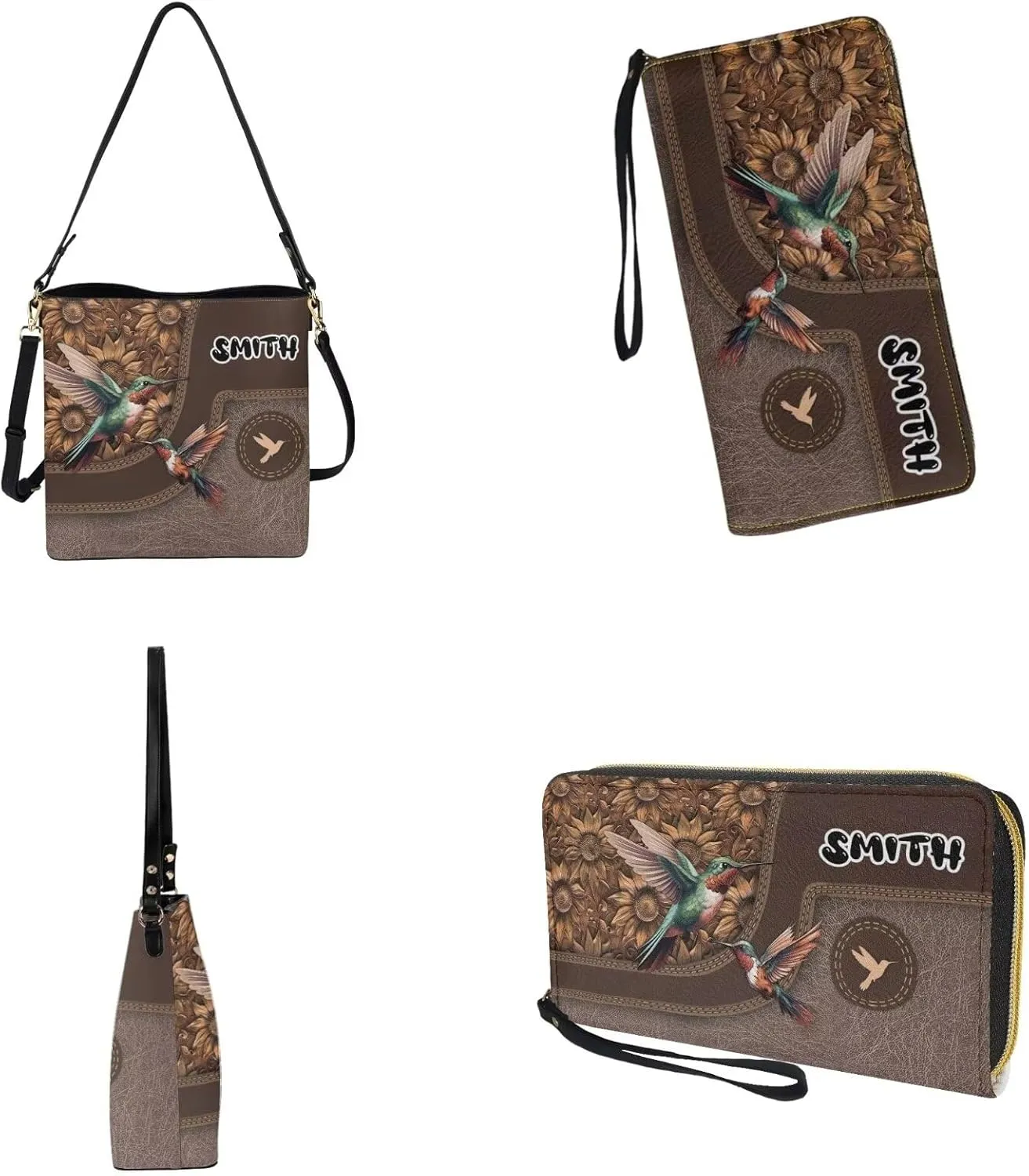 Personalized Crossbody Bag Set for Women, Customized Tote Bags for Women with Name with PU Custom Name Wallet