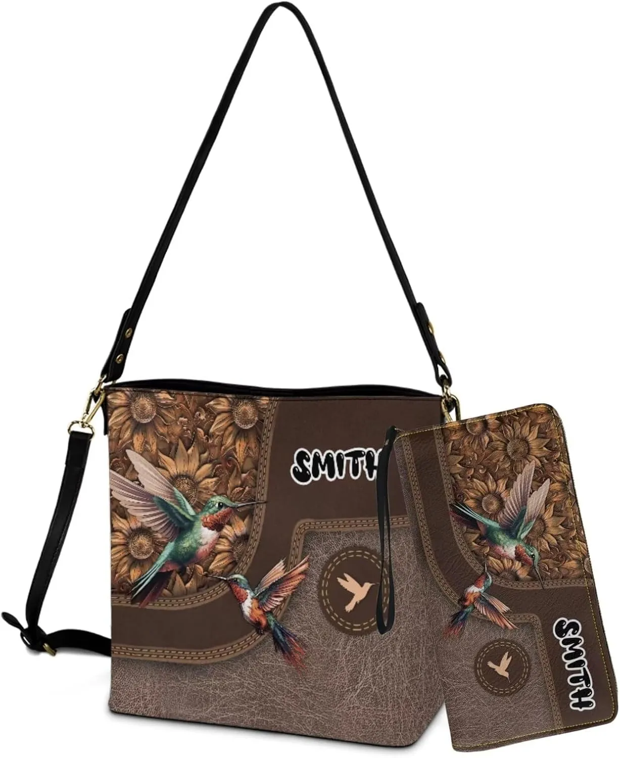 Personalized Crossbody Bag Set for Women, Customized Tote Bags for Women with Name with PU Custom Name Wallet
