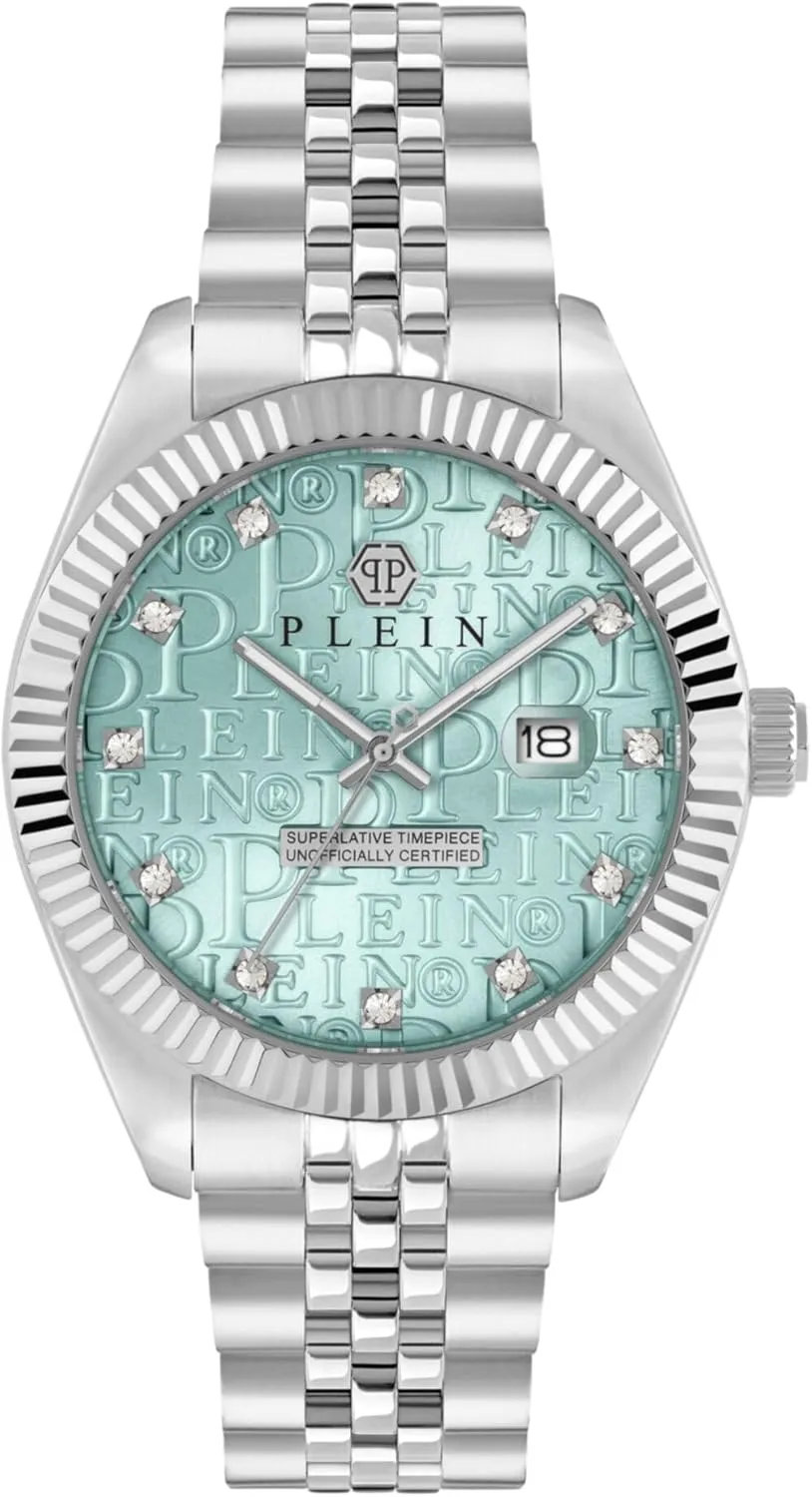 Philipp Plein Collection Luxury Mens Watch Timepieces with a Silver Bracelet Featuring a Stainless Steel Case and a Blue Dial