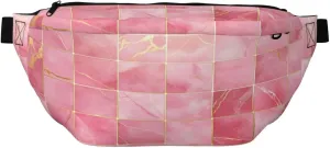 Pink Marble Tiles With Gold Lines Pattern Fanny Pack For Women Man, Waist Belt Bag Crossbody For Sports Travel Hiking Running Jogging