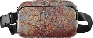 Pink Peach Tree Blossom Vangogh Waterproof Fanny Packs for Women Belt Bags Hip Pack Hiking Crossbody Waist Purse