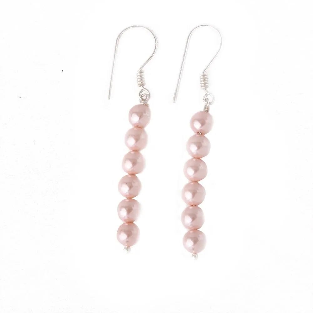 Pink Pearl Earrings, Dainty Pink Pearl Earring, Dangle Crystal Pearl Earrings | 925 Sterling Silver, Long Dainty Pink Pearl Earrings, Mother's Day Gift, Gift or Her