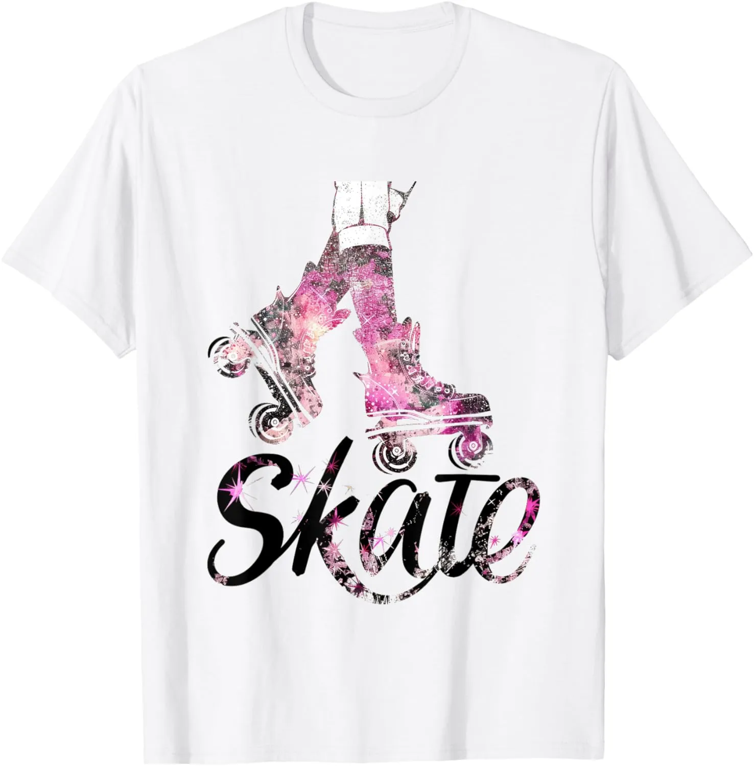 Pink Roller Skates | Shoe Costume Uniform Laces Flower Fun T-Shirt