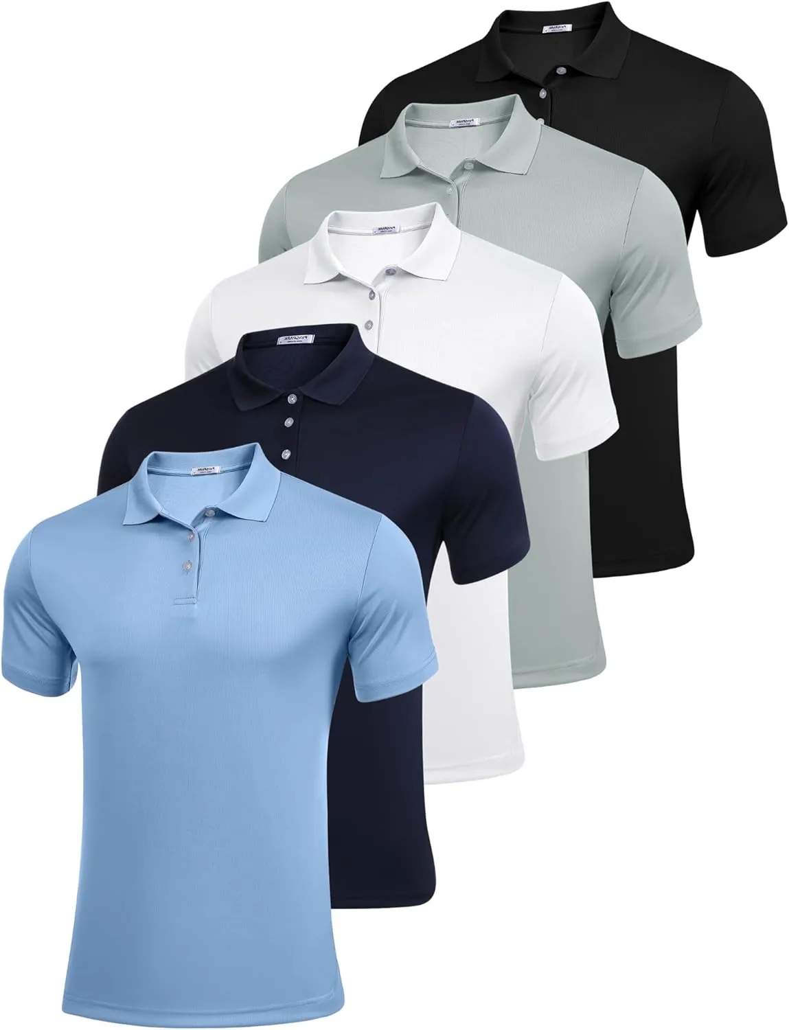 PINSPARK 1/3/4/5 Pack: Golf Polo Shirts for Men Multipacks Quick Dry Short Sleeve Collared Shirt Slim Fit Casual Polos Shirt