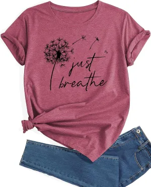 Plus Size Dandelion Graphic Tees for Women Sunflower T Shirt for Women O Neck Short Sleeve Top Tees