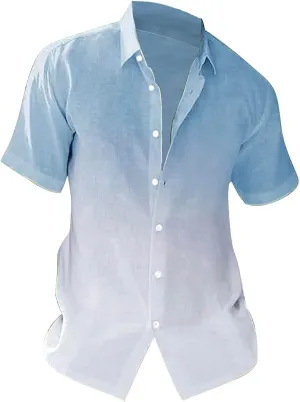 Plus Size Summer Beach Shirts for Men Casual Button Down Shirt Short Sleeve Fashion Vacation Hawaiian Dress Tops 2024
