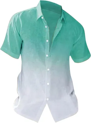 Plus Size Summer Beach Shirts for Men Casual Button Down Shirt Short Sleeve Fashion Vacation Hawaiian Dress Tops 2024