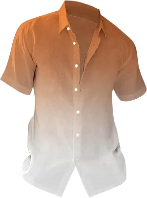 Plus Size Summer Beach Shirts for Men Casual Button Down Shirt Short Sleeve Fashion Vacation Hawaiian Dress Tops 2024
