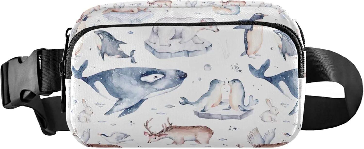 Polar Bear Animals Penguin Fanny Packs for Women Hip Pouch Belt Bag Waterproof Funny Travel Waist Bag