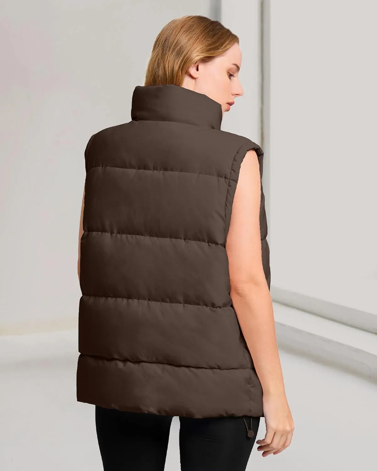 Polu Womens Puffer Vest 2024 Oversized Lightweight Winter Sleeveless Zip Up Padded Stand Collar Jacket Coat Warm