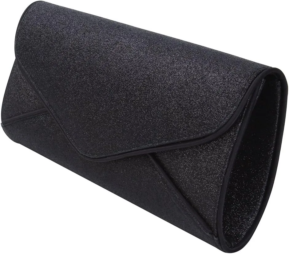 Premium Large Metallic Glitter Envelope Flap Clutch Evening Bag Handbag