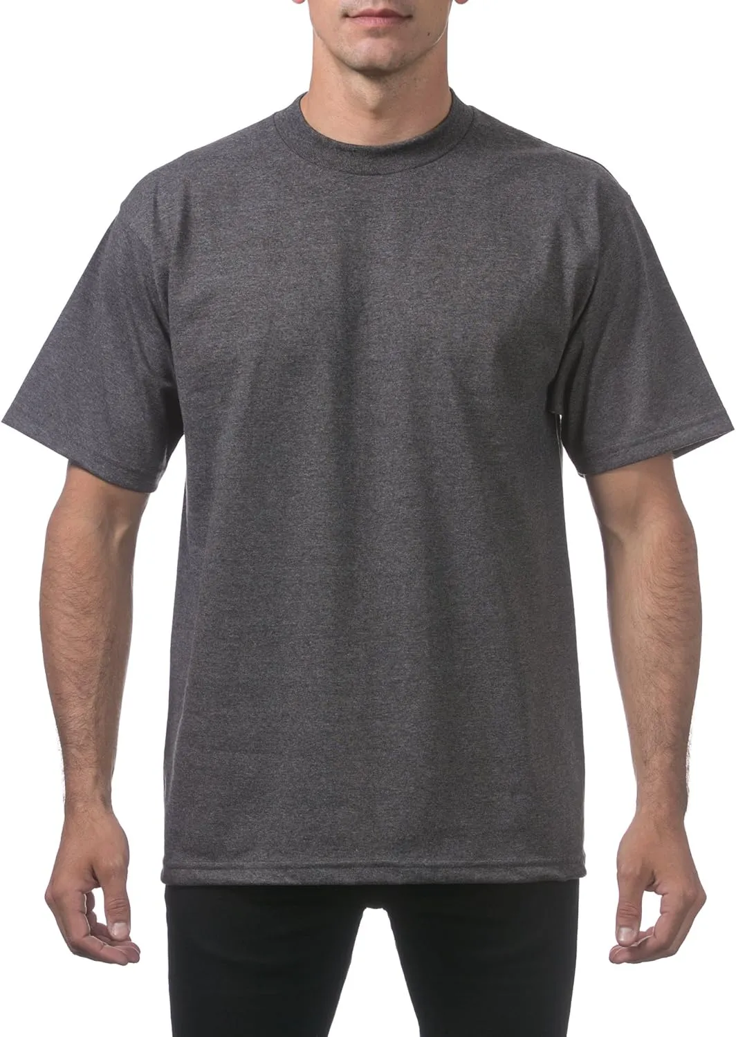 Pro Club Men's Heavyweight Cotton Short Sleeve Crew Neck T-Shirt, Charcoal, Large-Tall