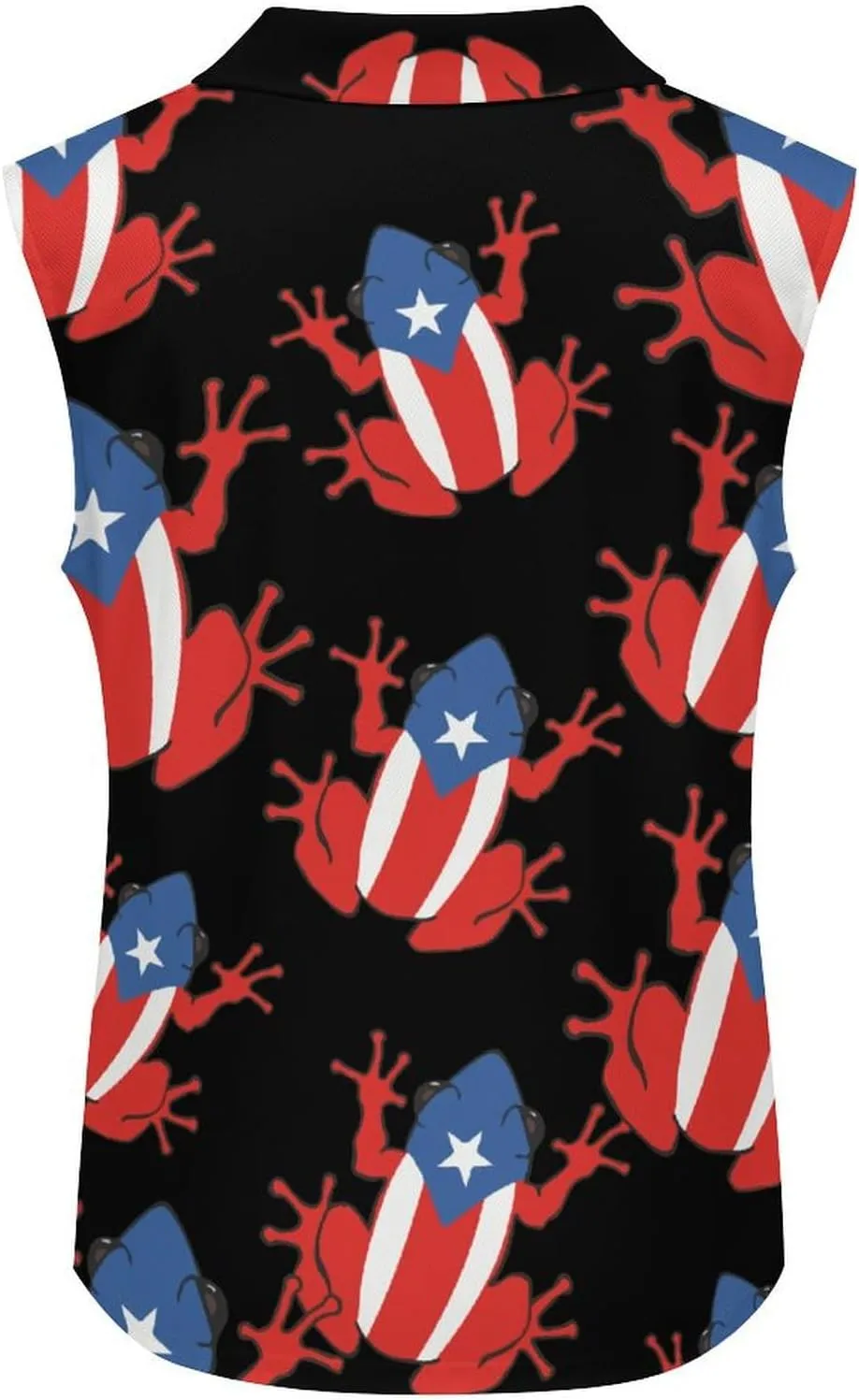 Puertorican Frog Flag Women's Sleeveless Golf Polo Shirts Athletic Tank Tops