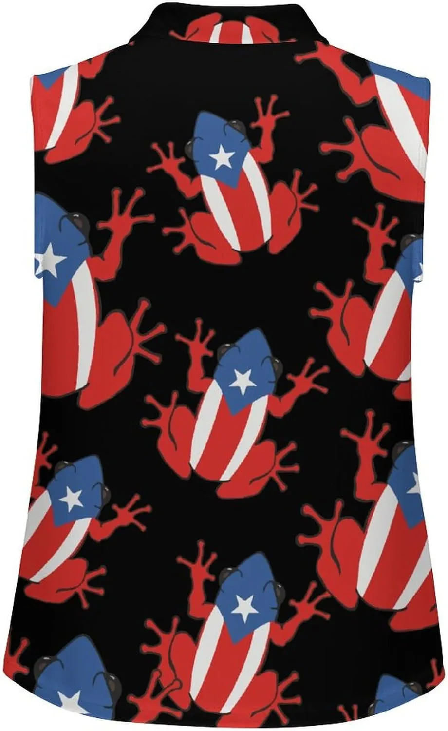 Puertorican Frog Flag Women's Sleeveless Golf Polo Shirts Athletic Tank Tops