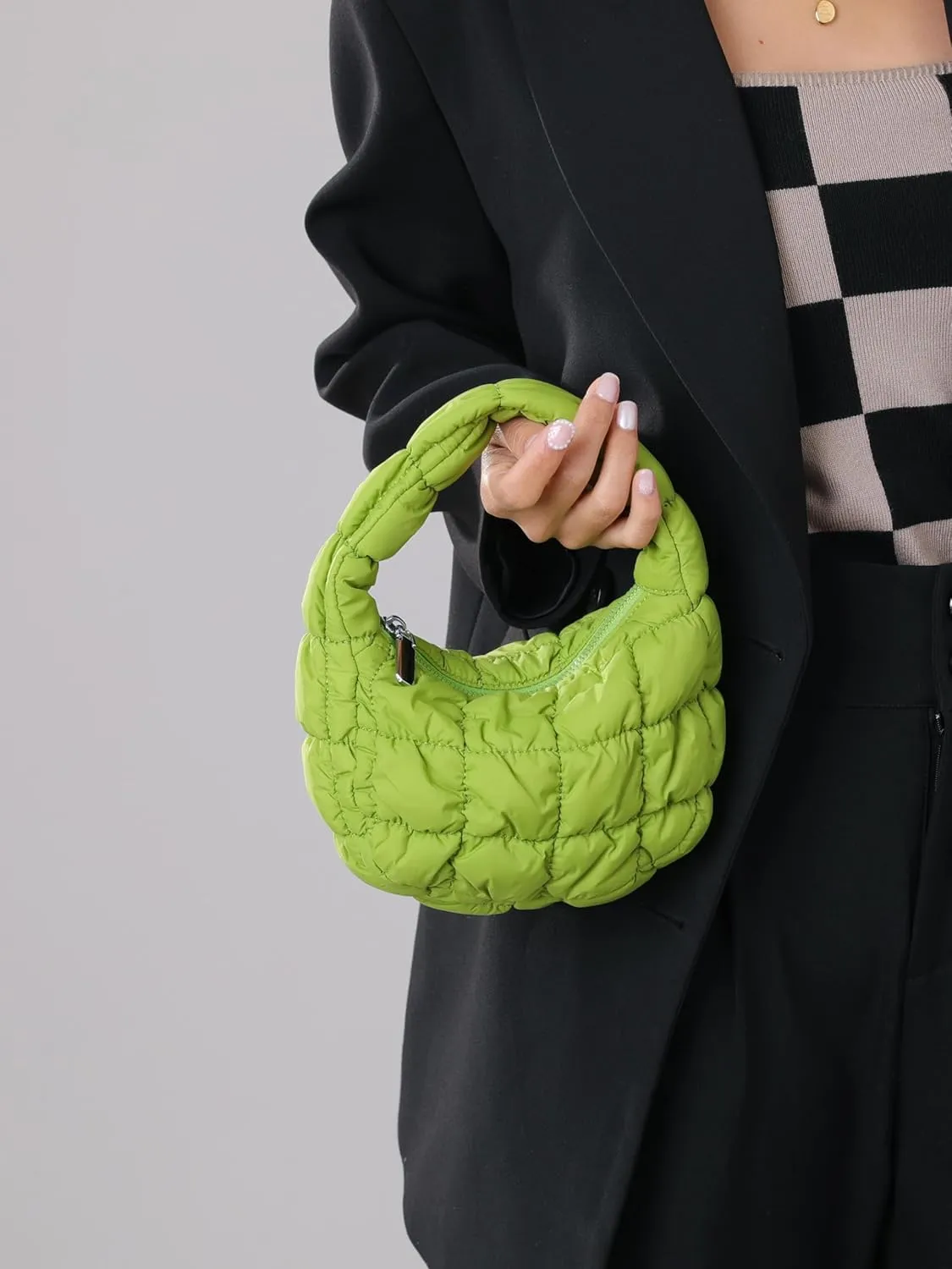 Quilted MINI Handbag and Purses Women Puffer Nylon Hobo Cotton Padded Purse Work Travel Lightweight