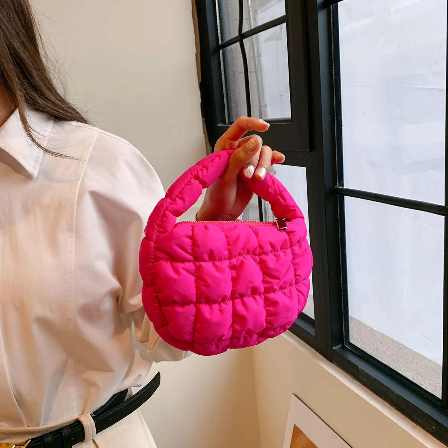 Quilted MINI Handbag and Purses Women Puffer Nylon Hobo Cotton Padded Purse Work Travel Lightweight
